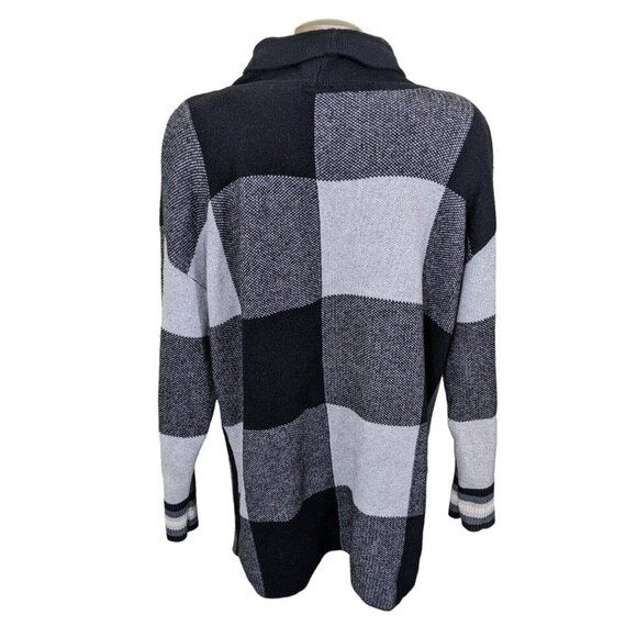 T by Talbots Cowl Neck Sweater Womens XL Black Buffalo Plaid Long Sleeve Tunic - Picture 3 of 7